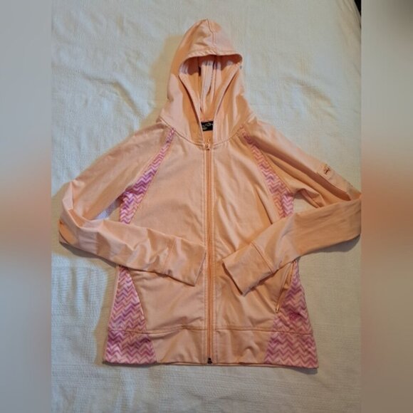 Turtles & Tees girls size L or 10/12 hoodie GUC peach with pink - Picture 1 of 5